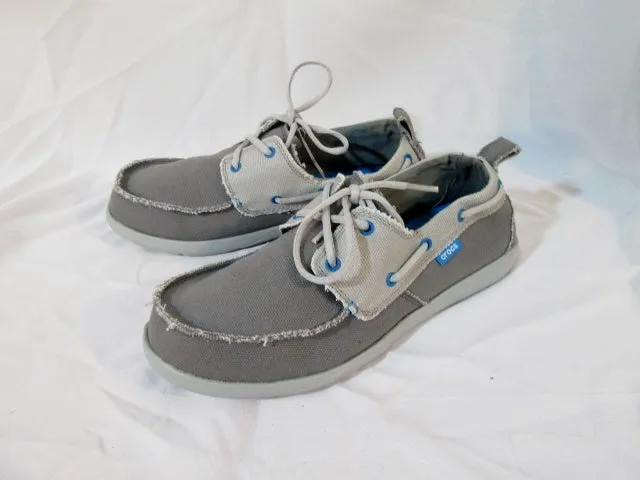 NEW Mens CROCS 15366 WALU CANVAS DECK Shoe BOAT GRAY 11 / 13