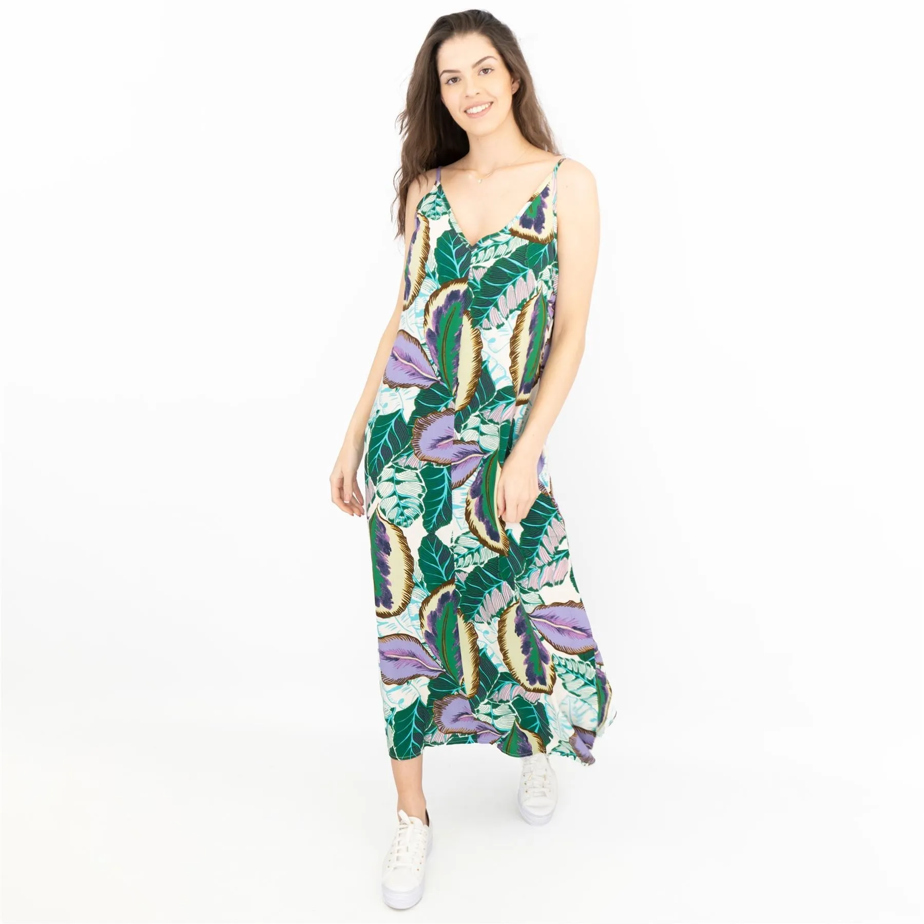 Next Floral Sleeveless Strappy Relaxed Fit V-Neck Lightweight Long Midi Dress