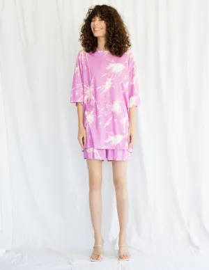 Oversized Tee and Shorts Set in Pink Sparkler Print