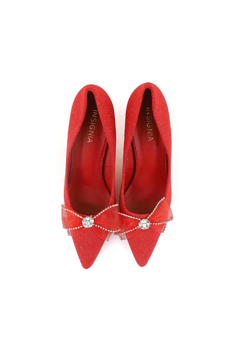 Party Wear Court Shoes I44417-Red