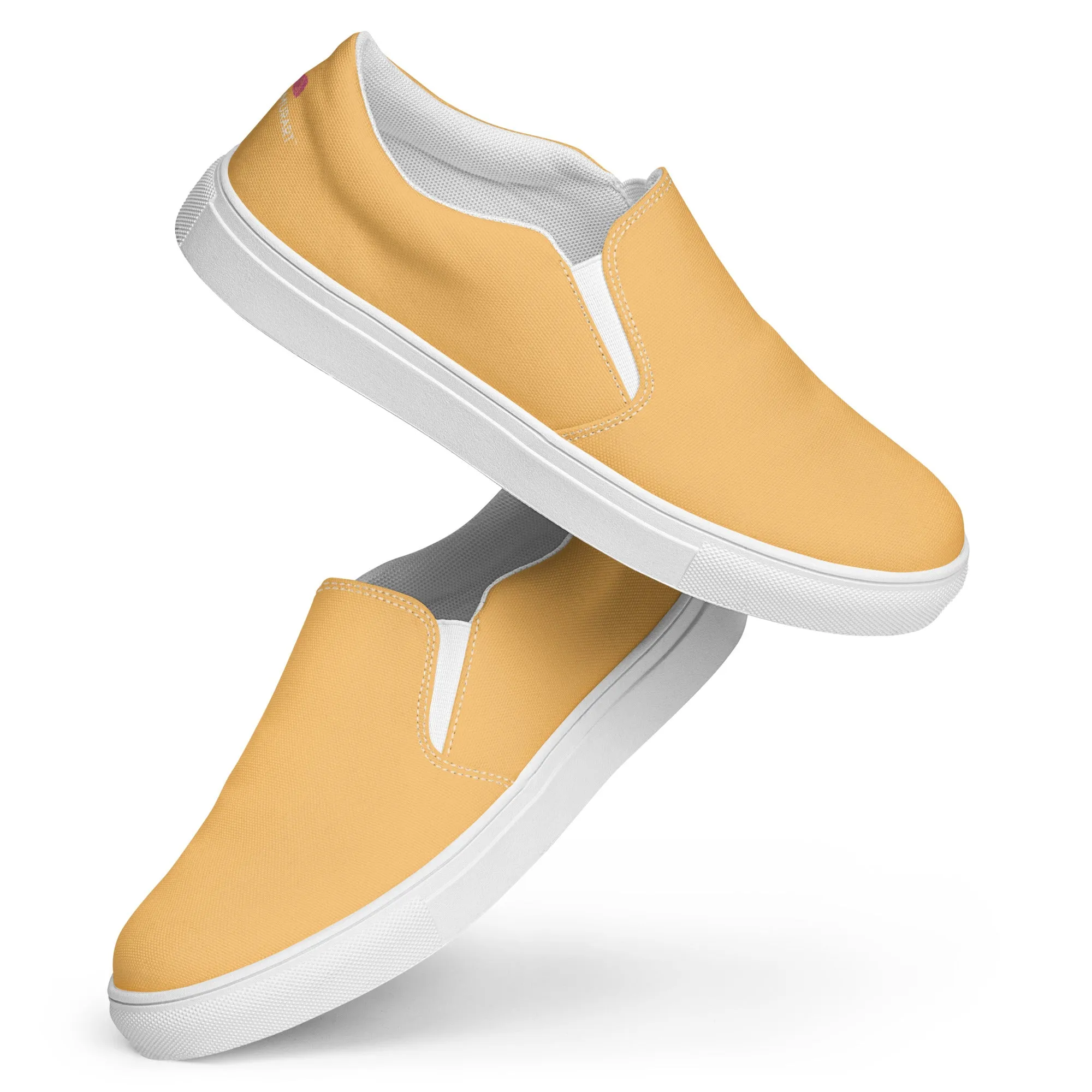 Pastel Yellow Men's Slips Ons, Solid Pale Yellow Color Best Casual Breathable Men’s Slip-on Canvas Shoes (US Size: 5-13)