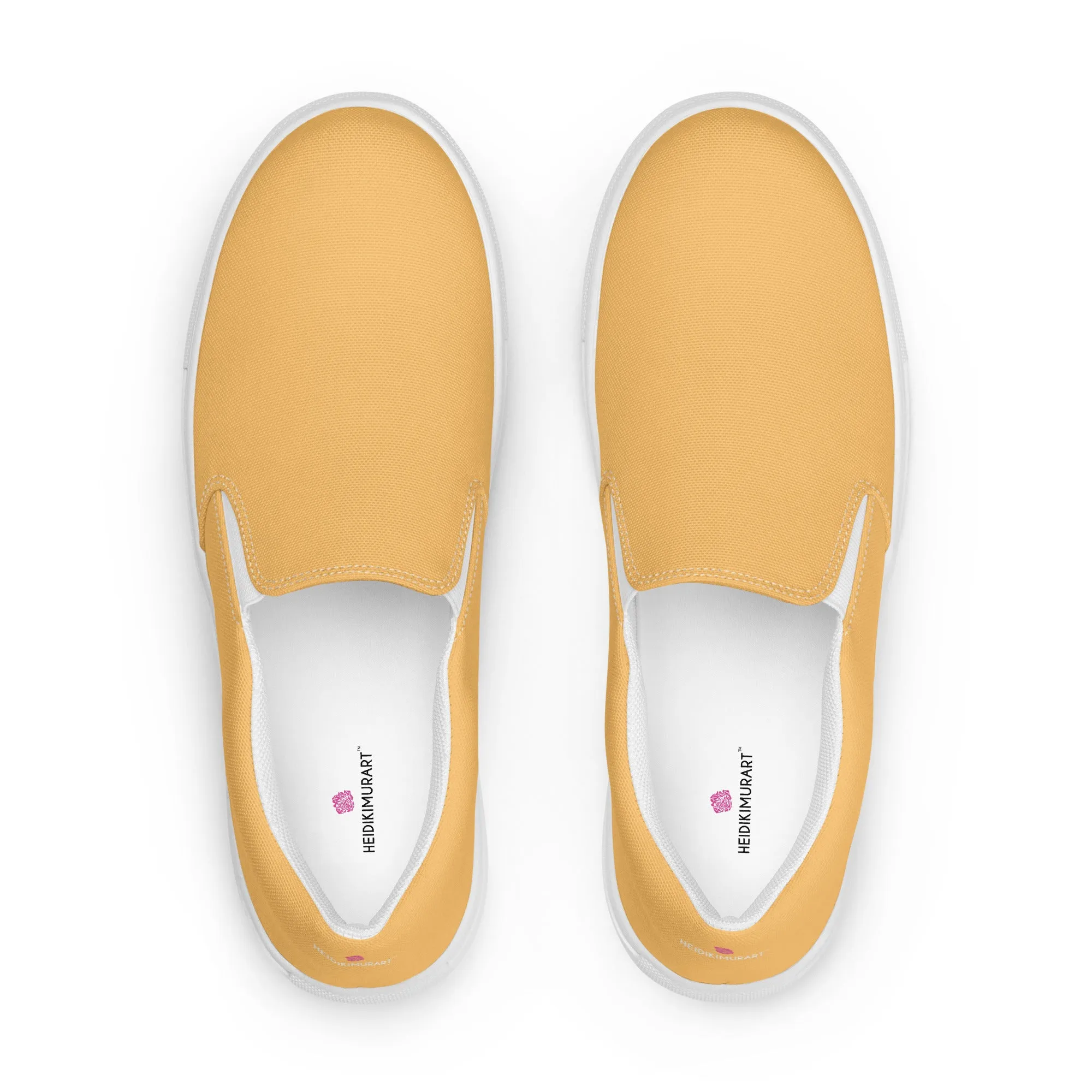 Pastel Yellow Men's Slips Ons, Solid Pale Yellow Color Best Casual Breathable Men’s Slip-on Canvas Shoes (US Size: 5-13)