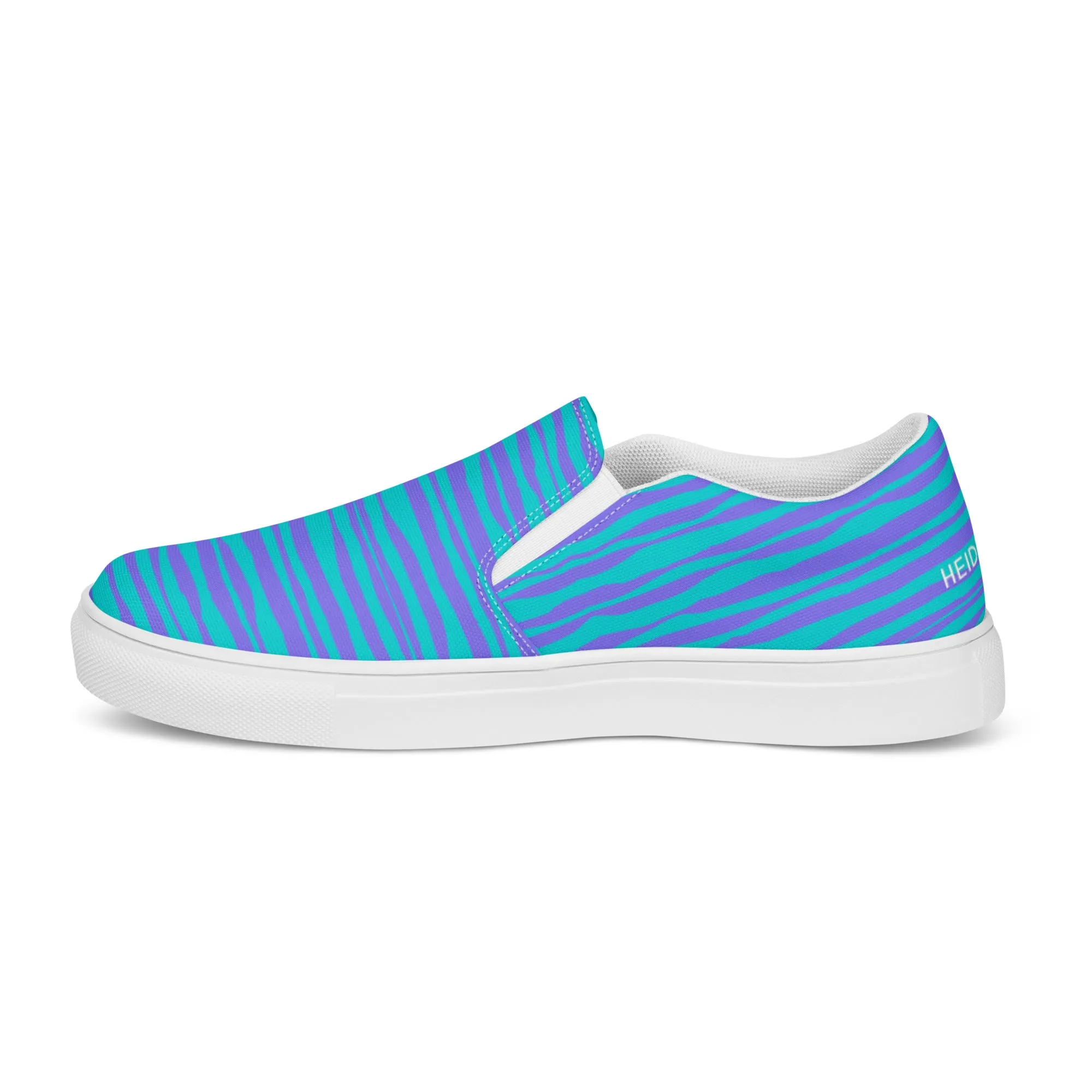 Pink Striped Women's Slip On, Blue Pink Striped Print Women’s Slip-On Canvas Shoes (US Size: 5-12)