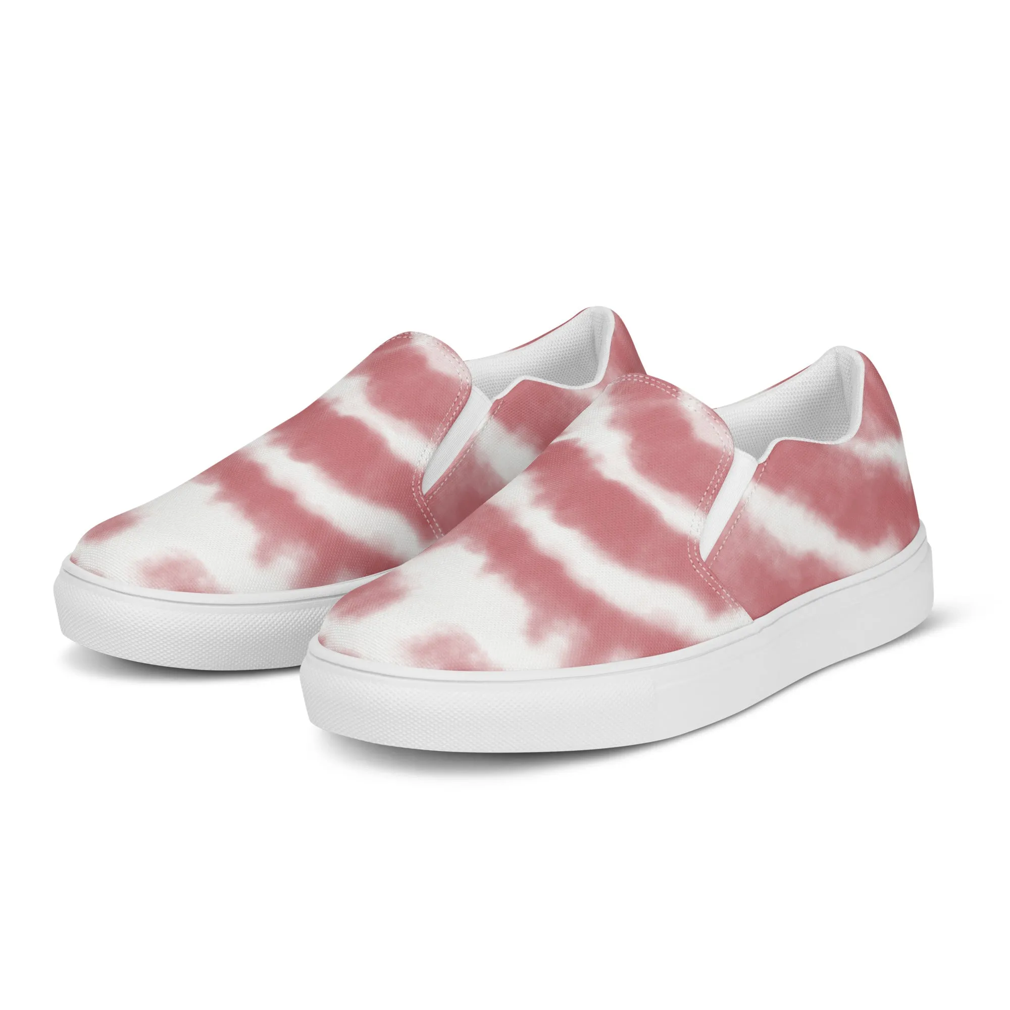 Pink Tie Dye Women's Sneakers, Tie Dye Abstract Print Women’s Slip-On Canvas Shoes (US Size: 5-12)