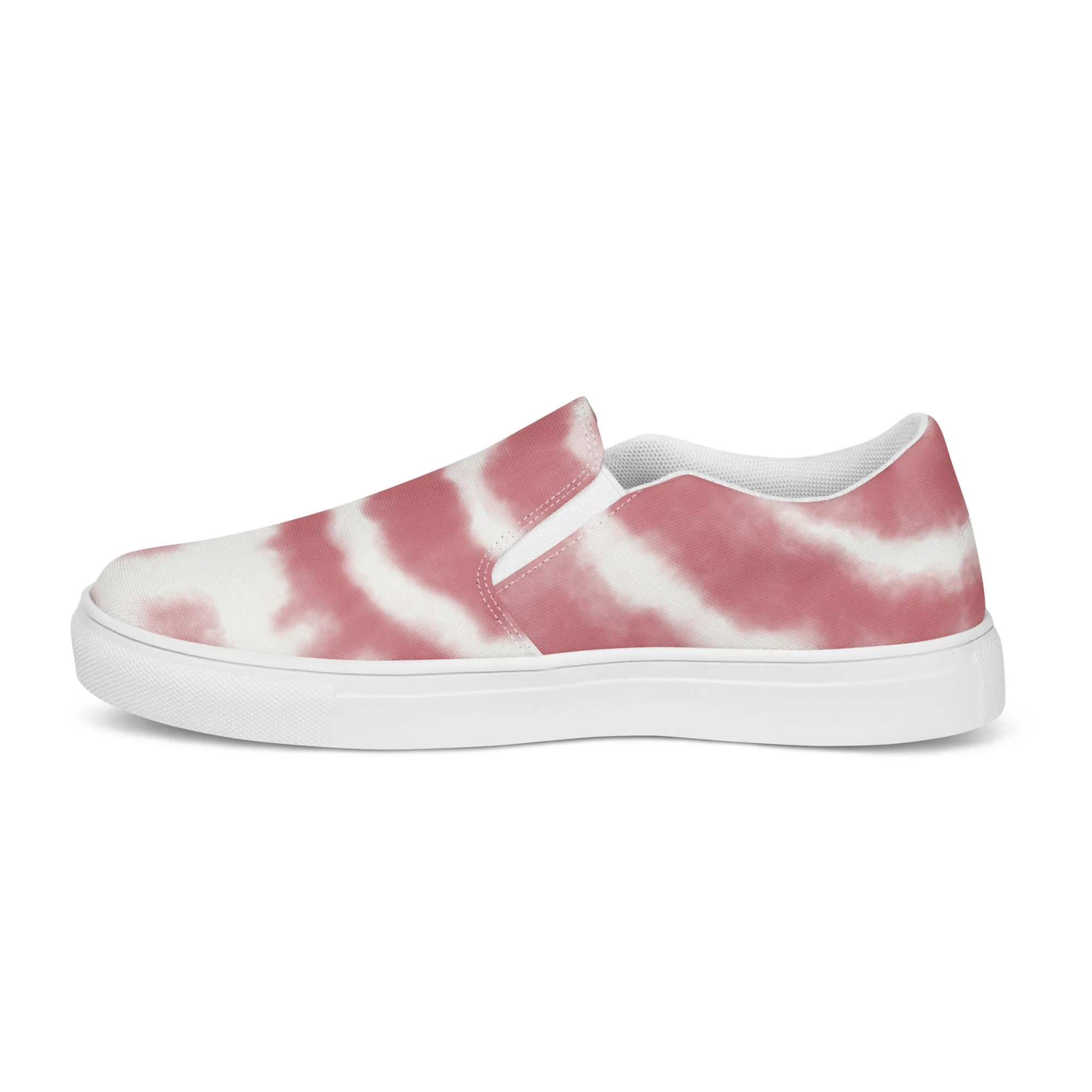 Pink Tie Dye Women's Sneakers, Tie Dye Abstract Print Women’s Slip-On Canvas Shoes (US Size: 5-12)