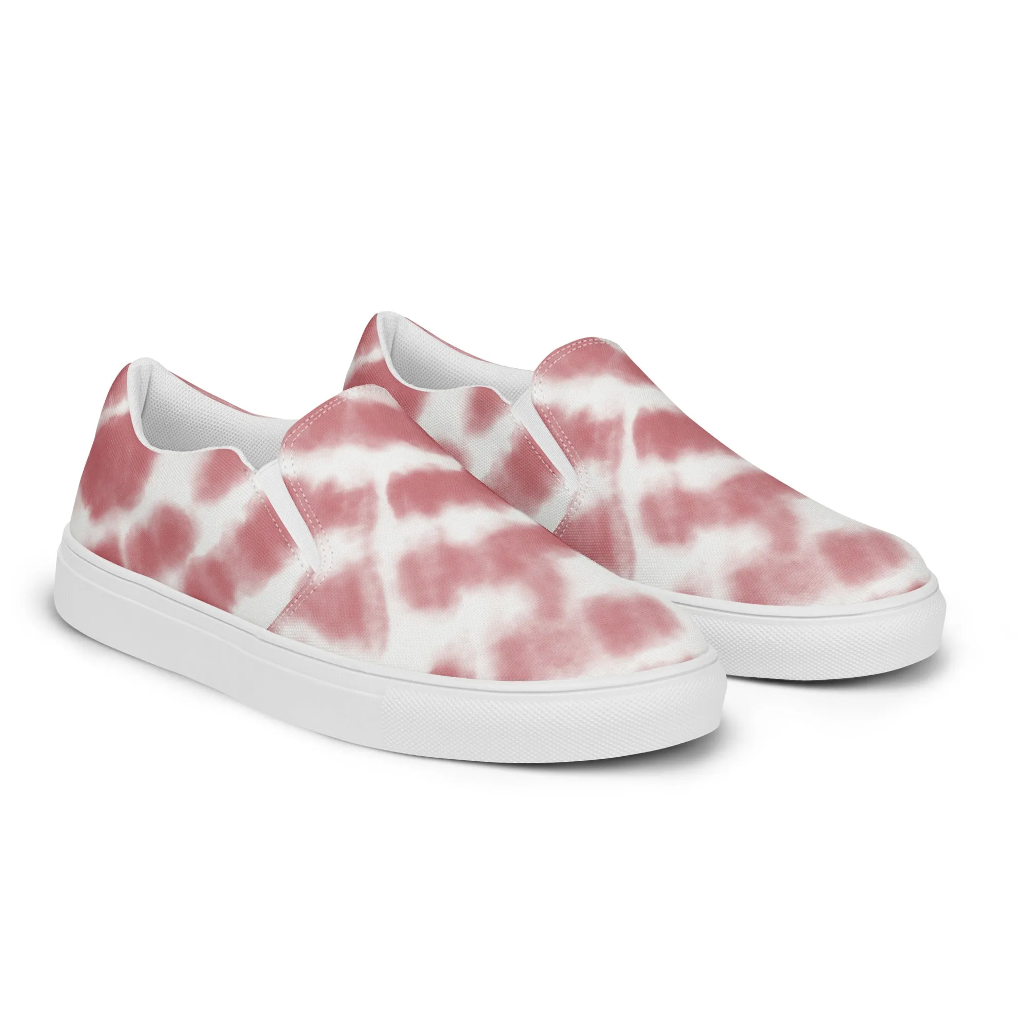 Pink Tie Dye Women's Sneakers, Tie Dye Abstract Print Women’s Slip-On Canvas Shoes (US Size: 5-12)