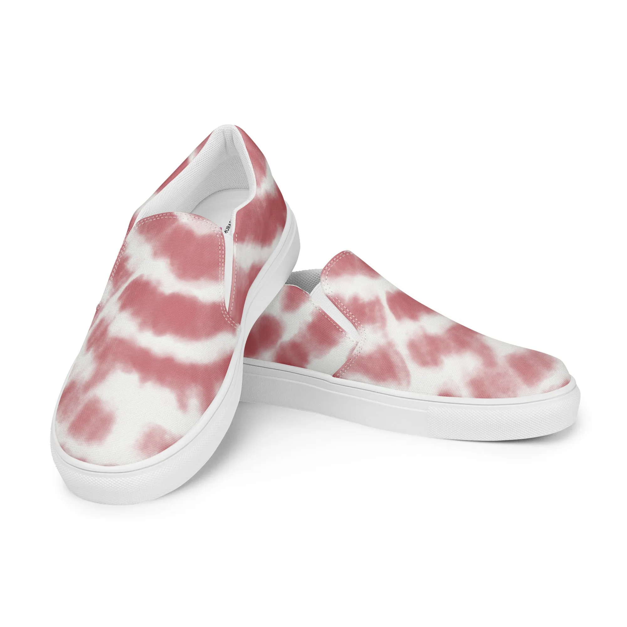 Pink Tie Dye Women's Sneakers, Tie Dye Abstract Print Women’s Slip-On Canvas Shoes (US Size: 5-12)