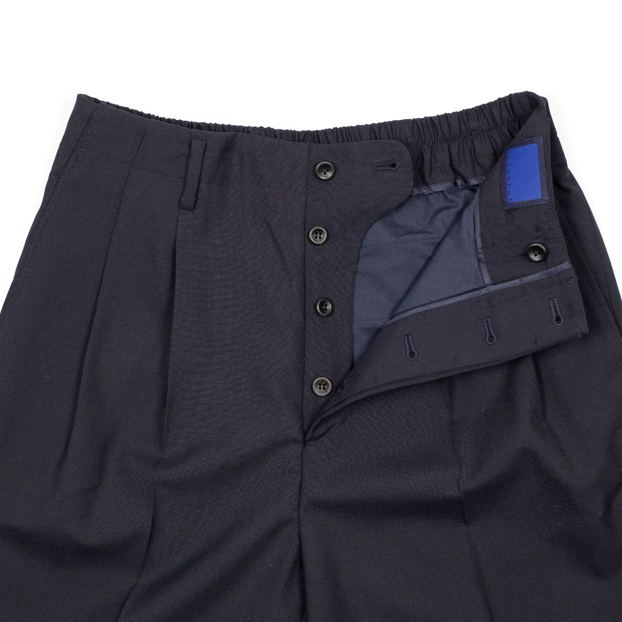 Pleated easy trousers in navy Japanese wool