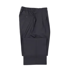 Pleated easy trousers in navy Japanese wool