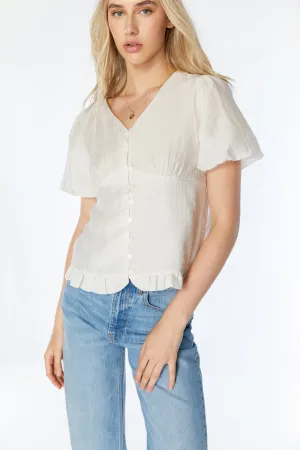 PUFF SLEEVE BUTTON FRONT TOP