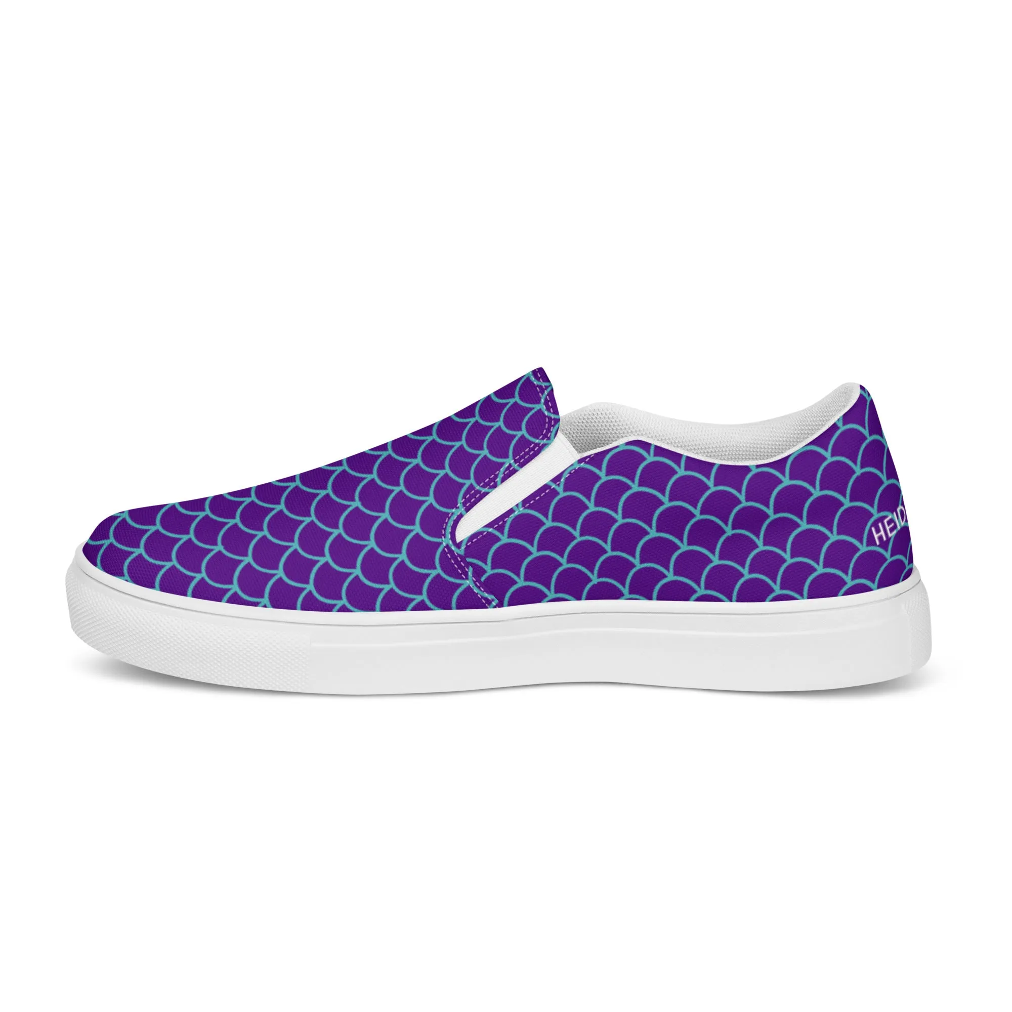 Purple Mermaid Women's Sneakers, Purple Blue Mermaid Print Women’s Slip-On Canvas Shoes (US Size: 5-12)