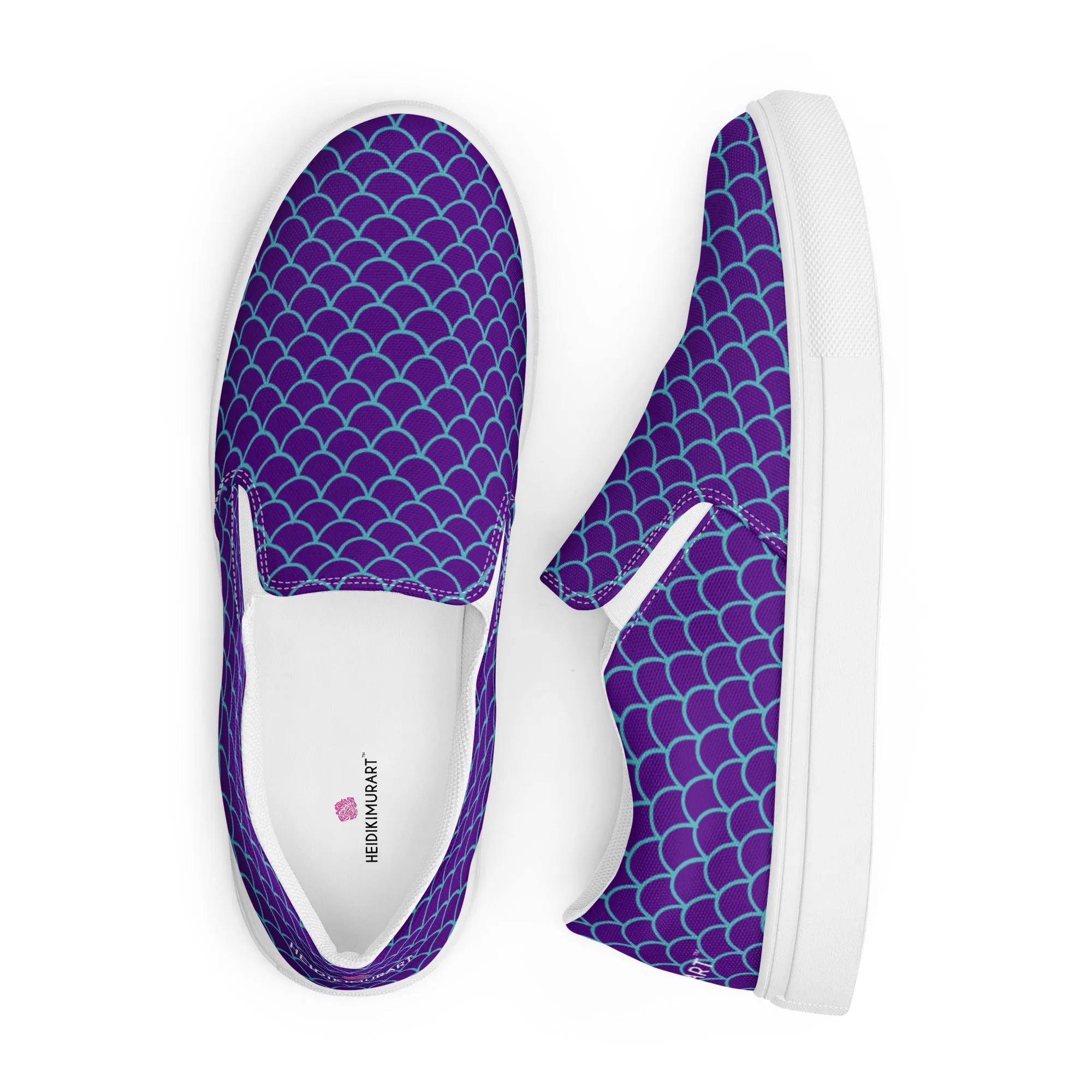 Purple Mermaid Women's Sneakers, Purple Blue Mermaid Print Women’s Slip-On Canvas Shoes (US Size: 5-12)