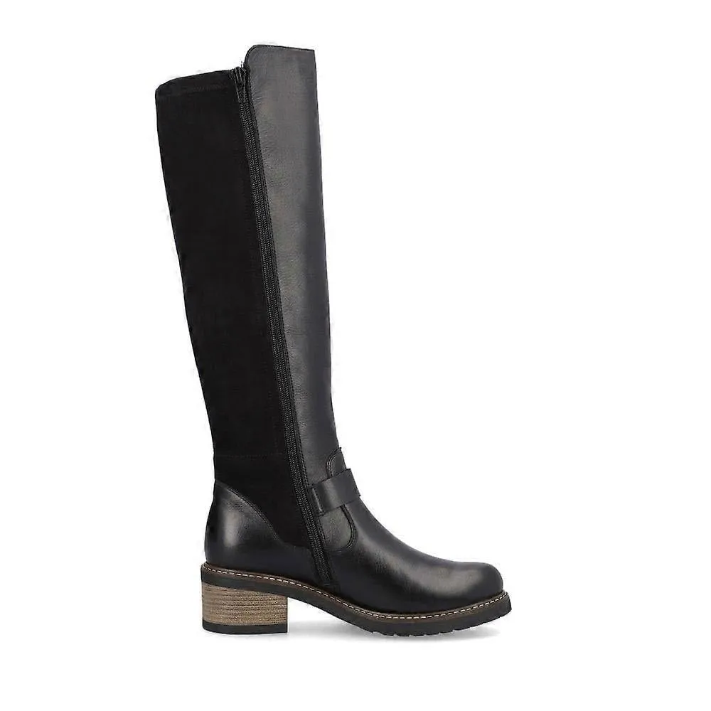 REMONTE BLOCK HEEL TALL SHAFT BOOT BLACK - WOMENS