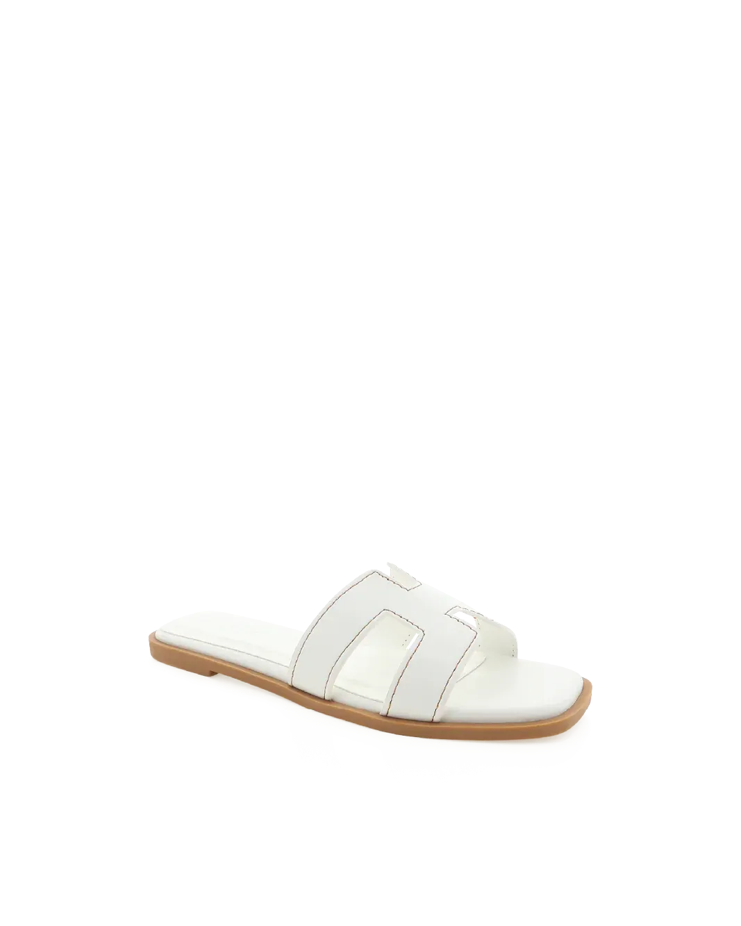 Spunkz Hania Iconic White "H" Cut-Out Flat Slides