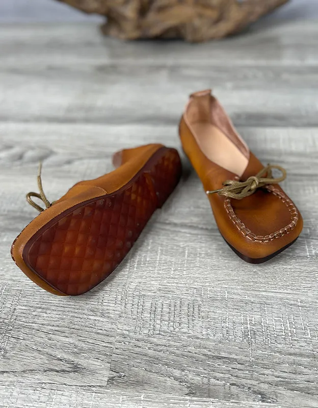 Square Toe Handmade Comfy Flat Shoes