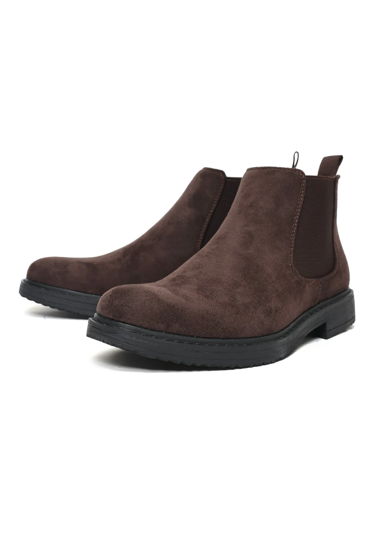 Suede Chelsea Boots-Coffee