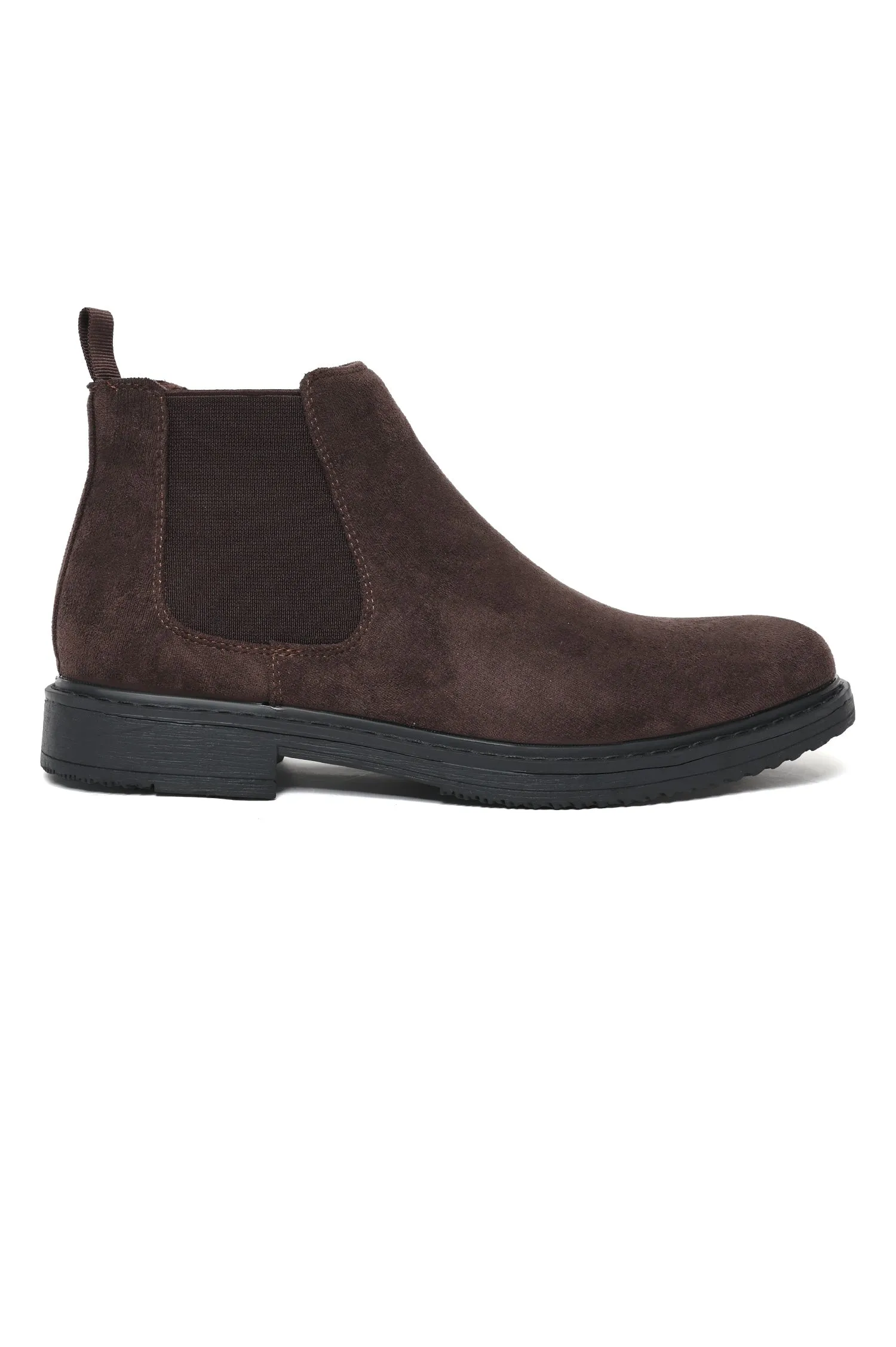 Suede Chelsea Boots-Coffee