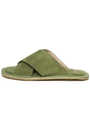 Suede Cross-Strap Slides Starsun - Green