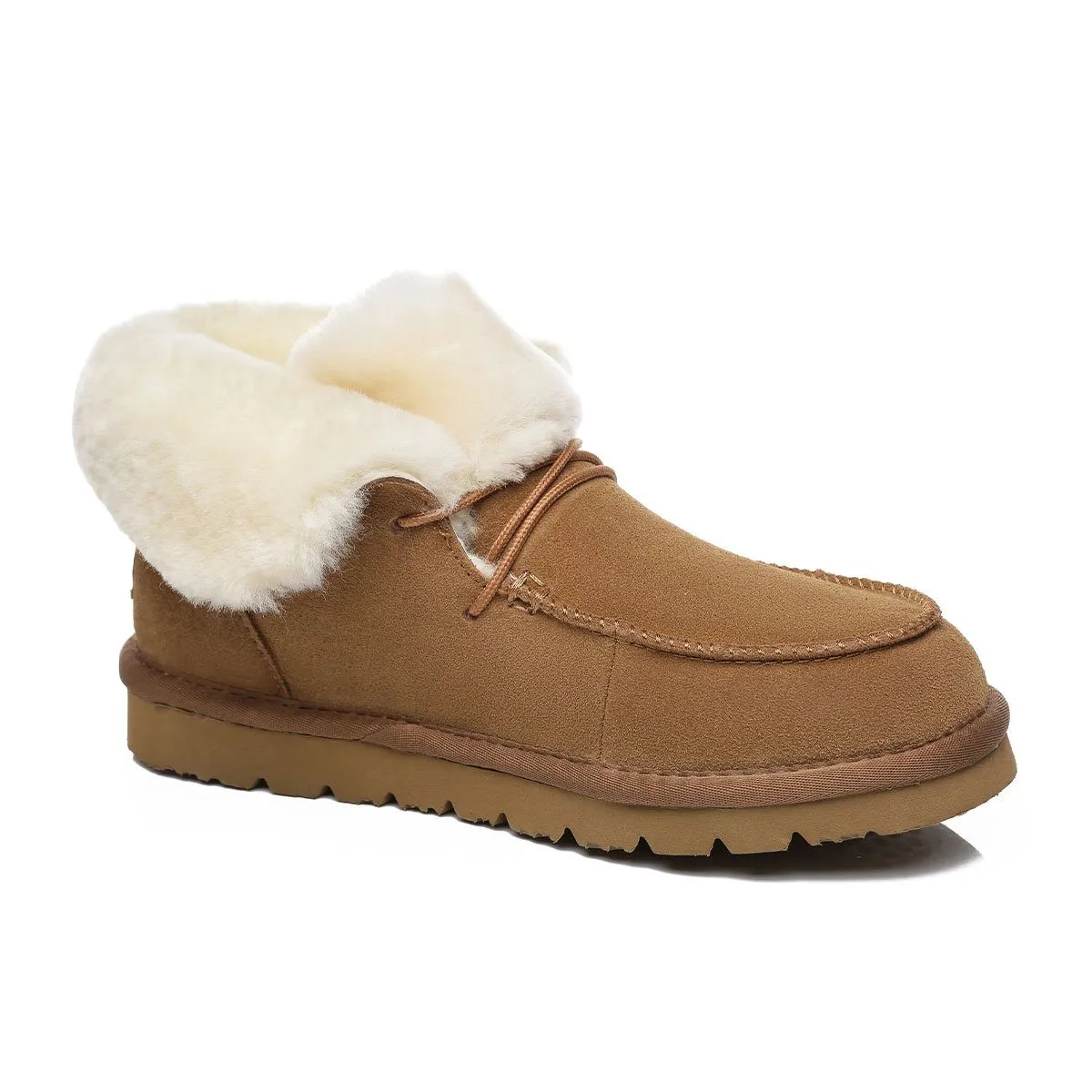 UGG Alana Wool Collar Ankle Sheepskin Boots