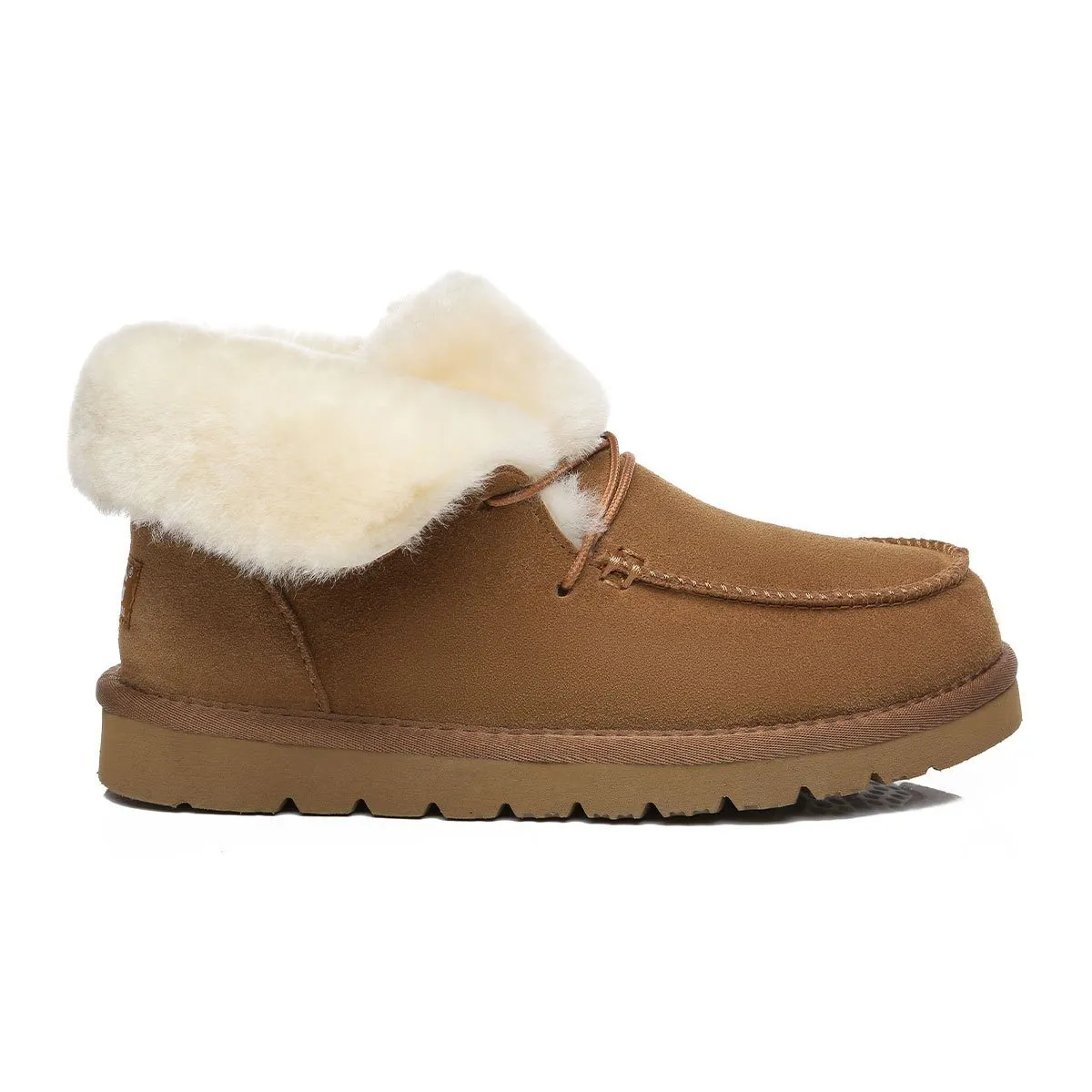 UGG Alana Wool Collar Ankle Sheepskin Boots