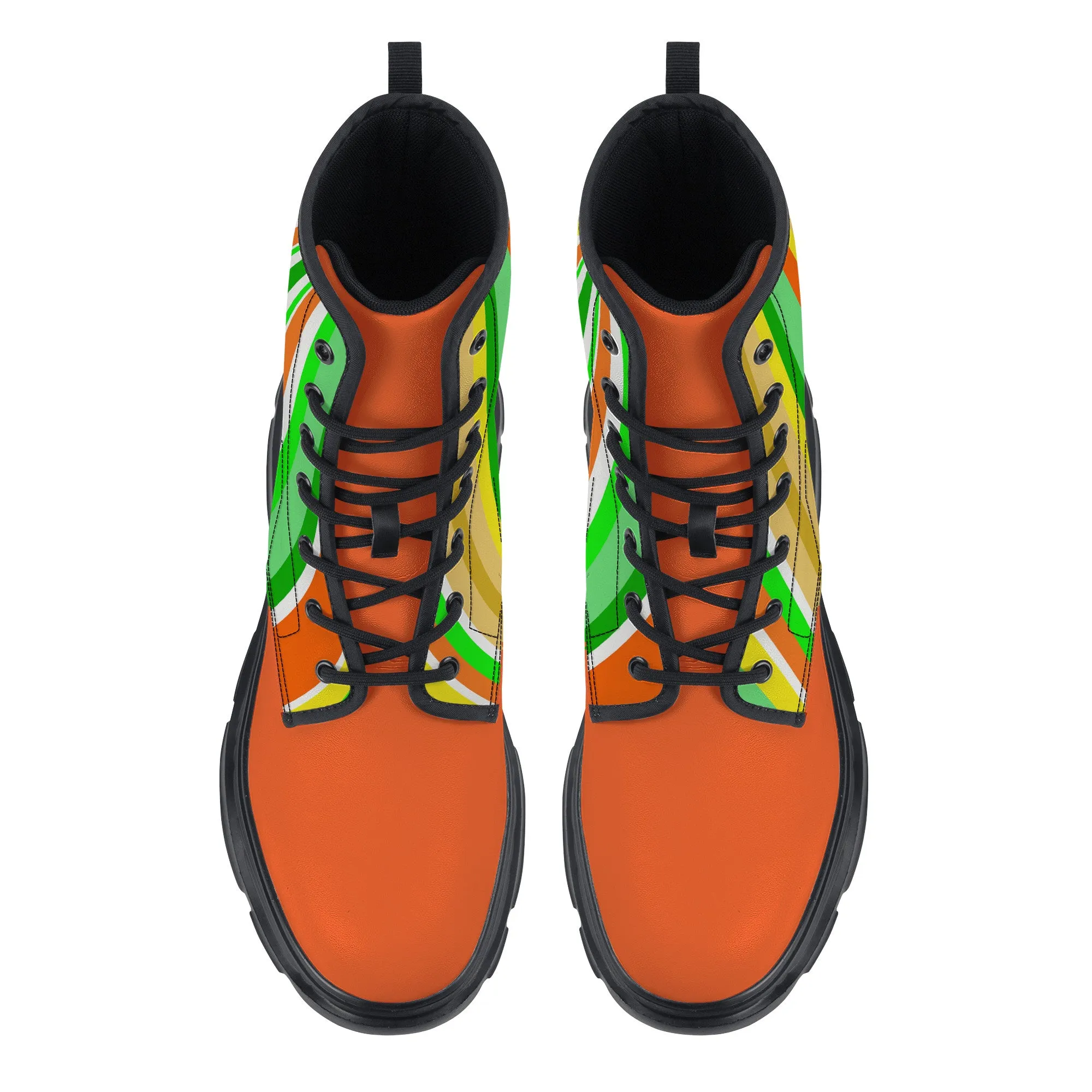 Unisex Chunky Boots - Orange/Green