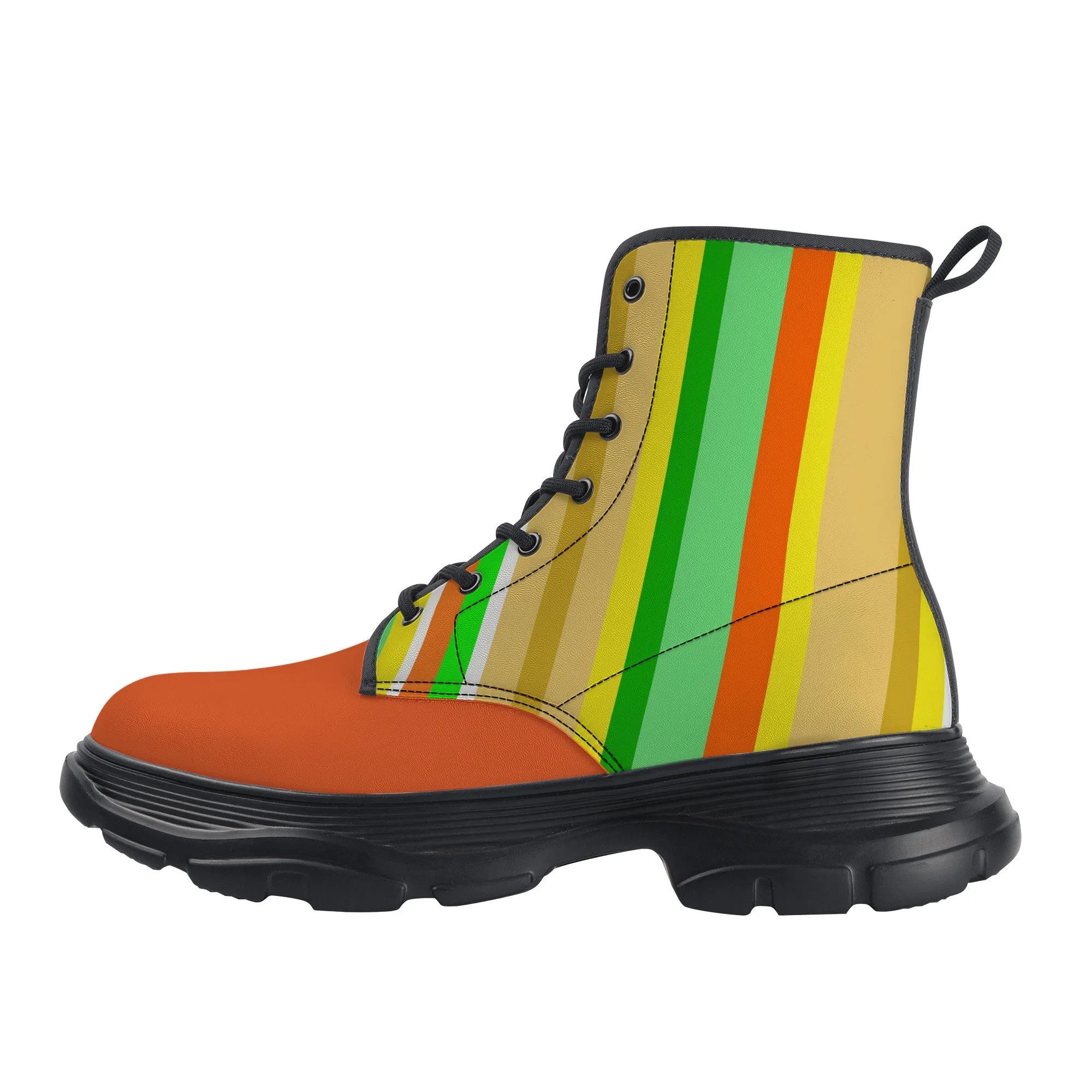 Unisex Chunky Boots - Orange/Green