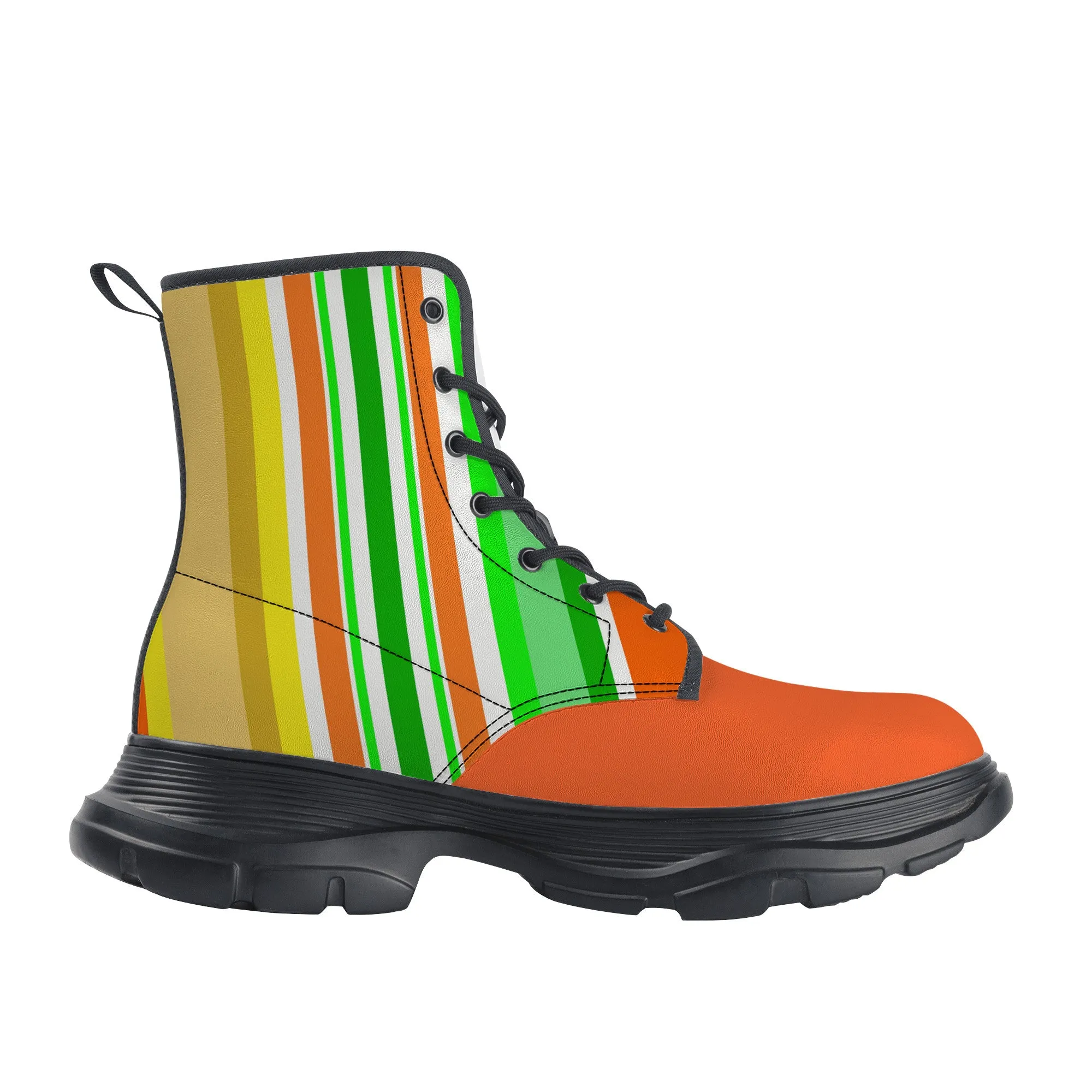 Unisex Chunky Boots - Orange/Green