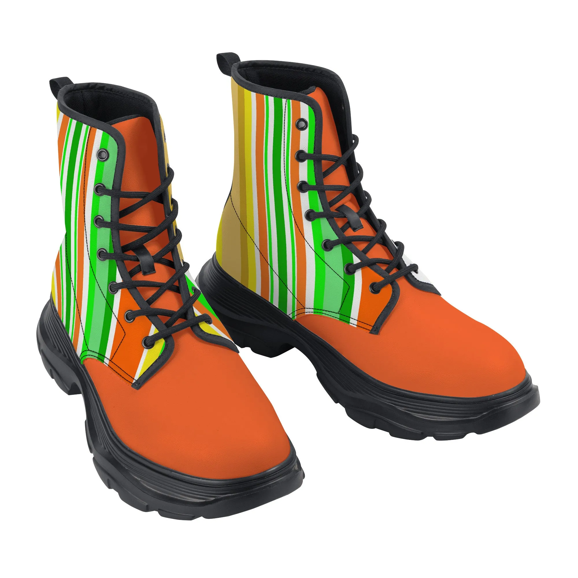 Unisex Chunky Boots - Orange/Green