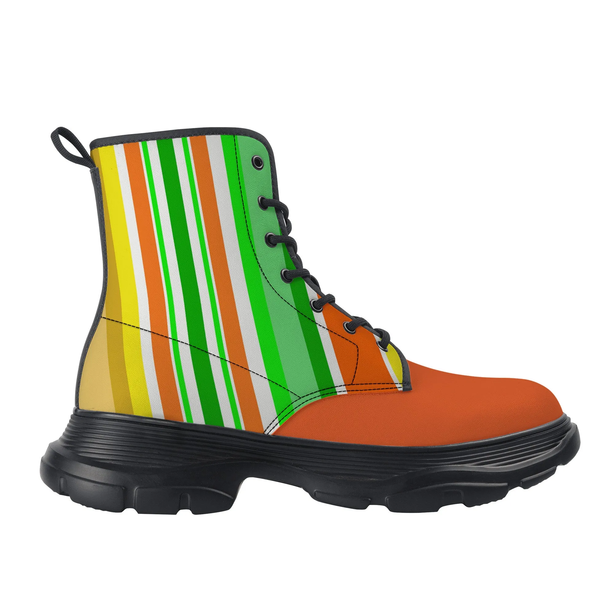 Unisex Chunky Boots - Orange/Green