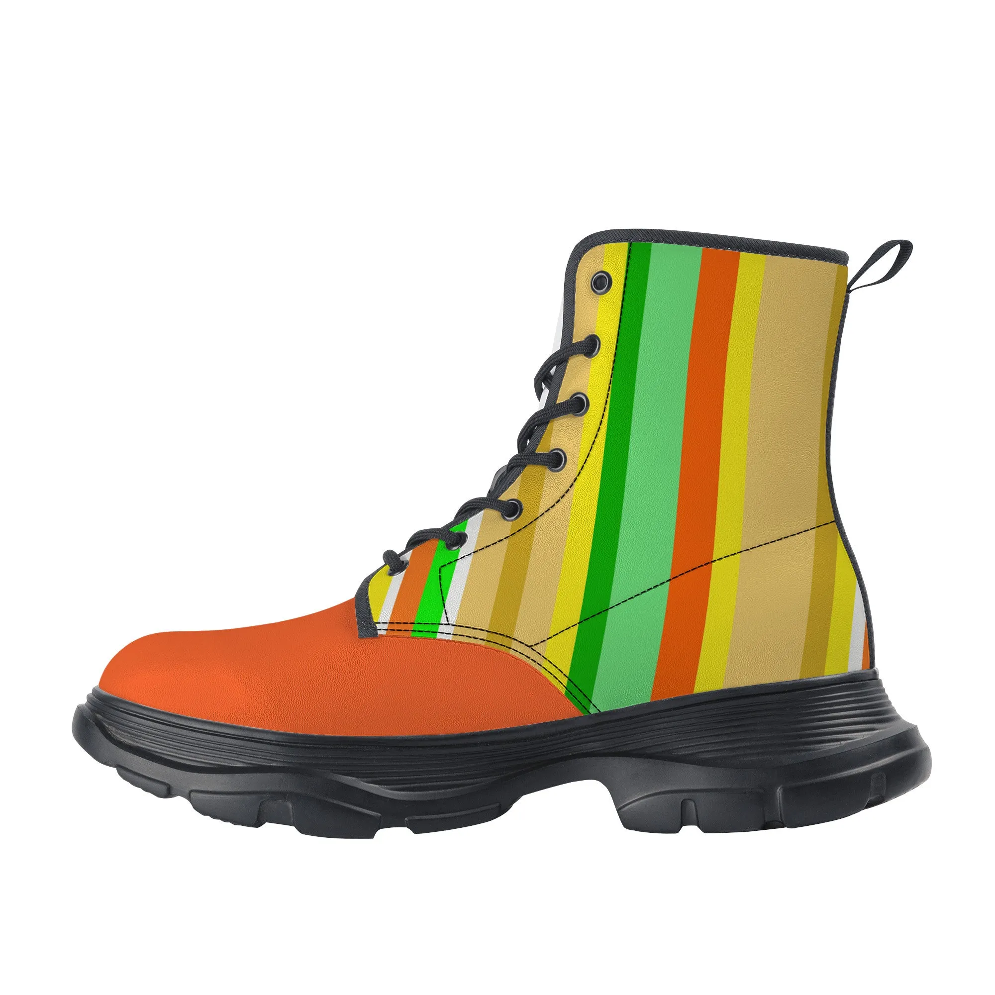 Unisex Chunky Boots - Orange/Green