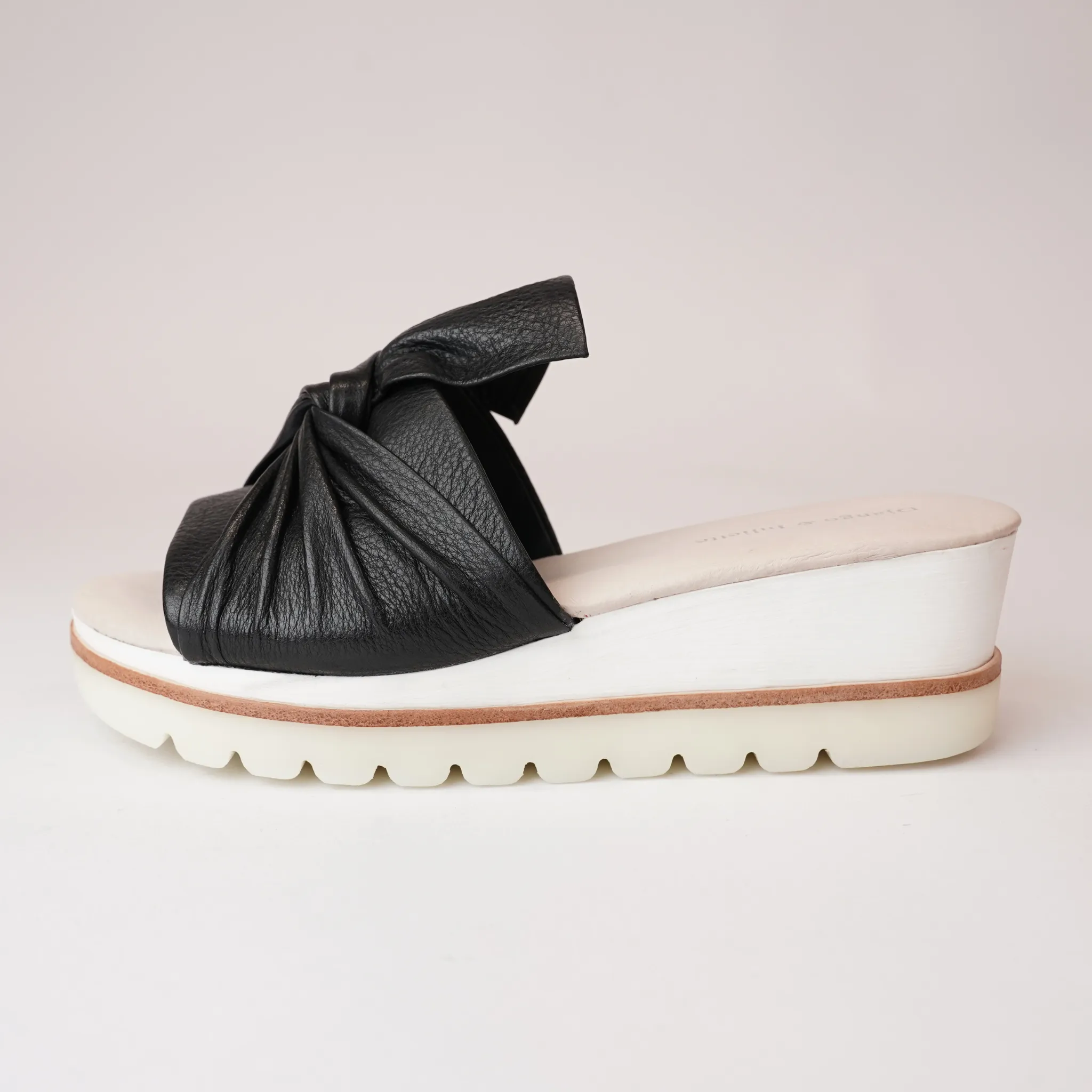 Wolin Black/ White Sole Leather Sandals