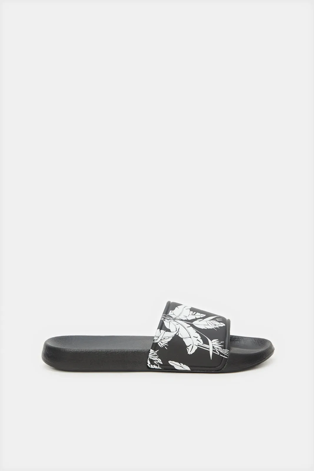 Women Black Dot Embossed Slide