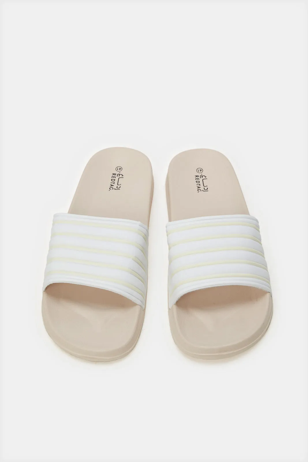 Women Pink Embossed Striped Slide