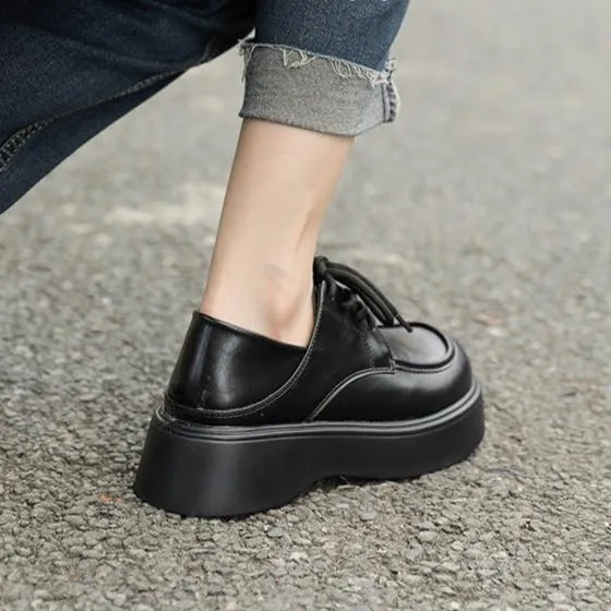 Women's Lace Up Chunky Platform Loafers