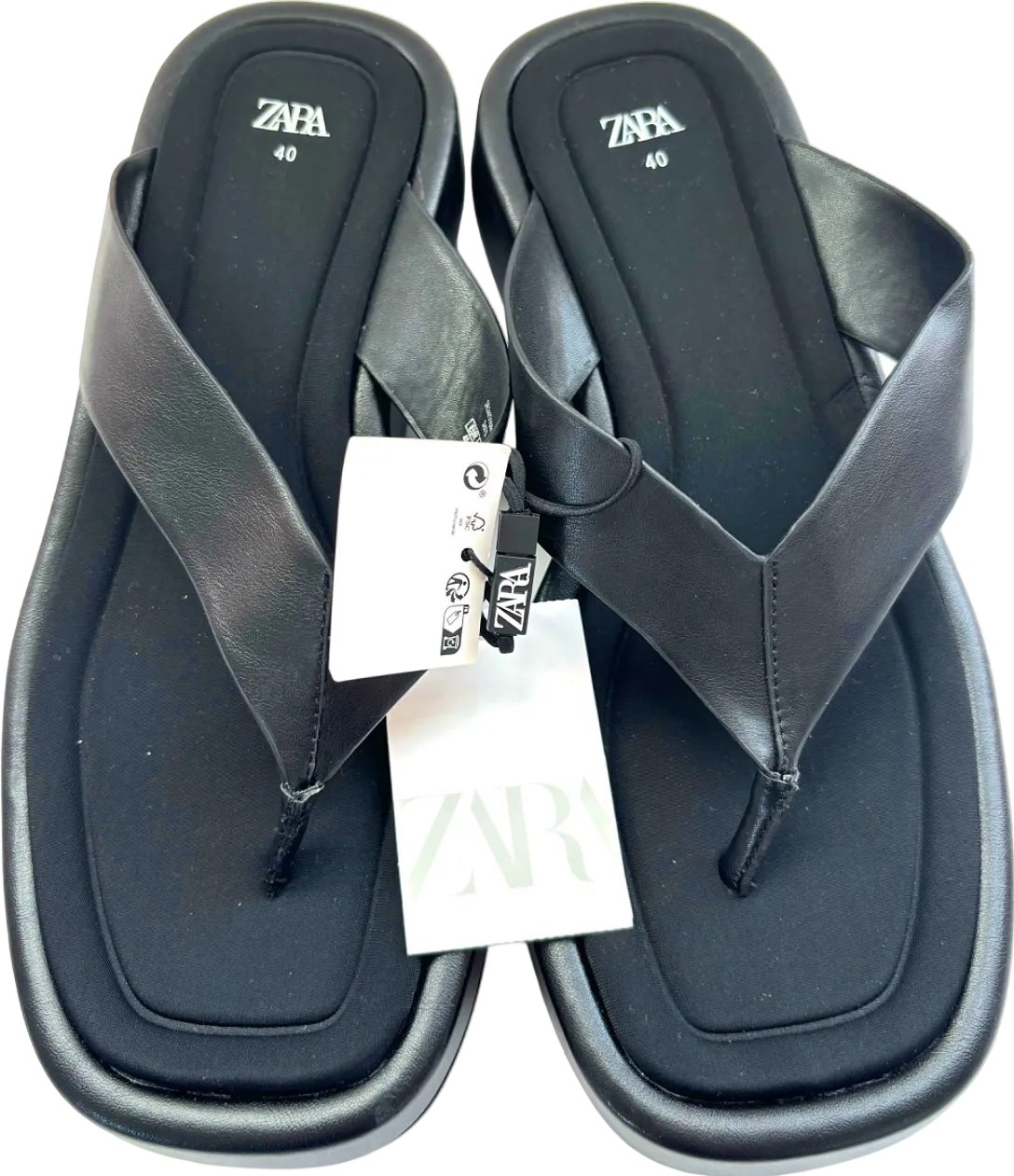 Zara Black Platform Flip Flops UK 7