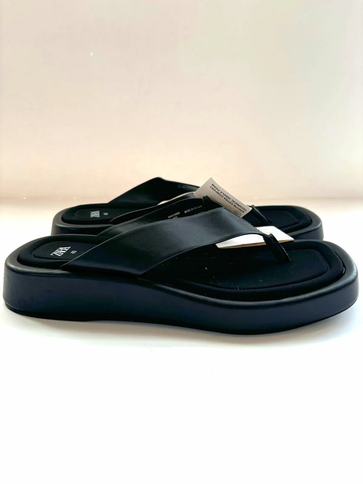 Zara Black Platform Flip Flops UK 7