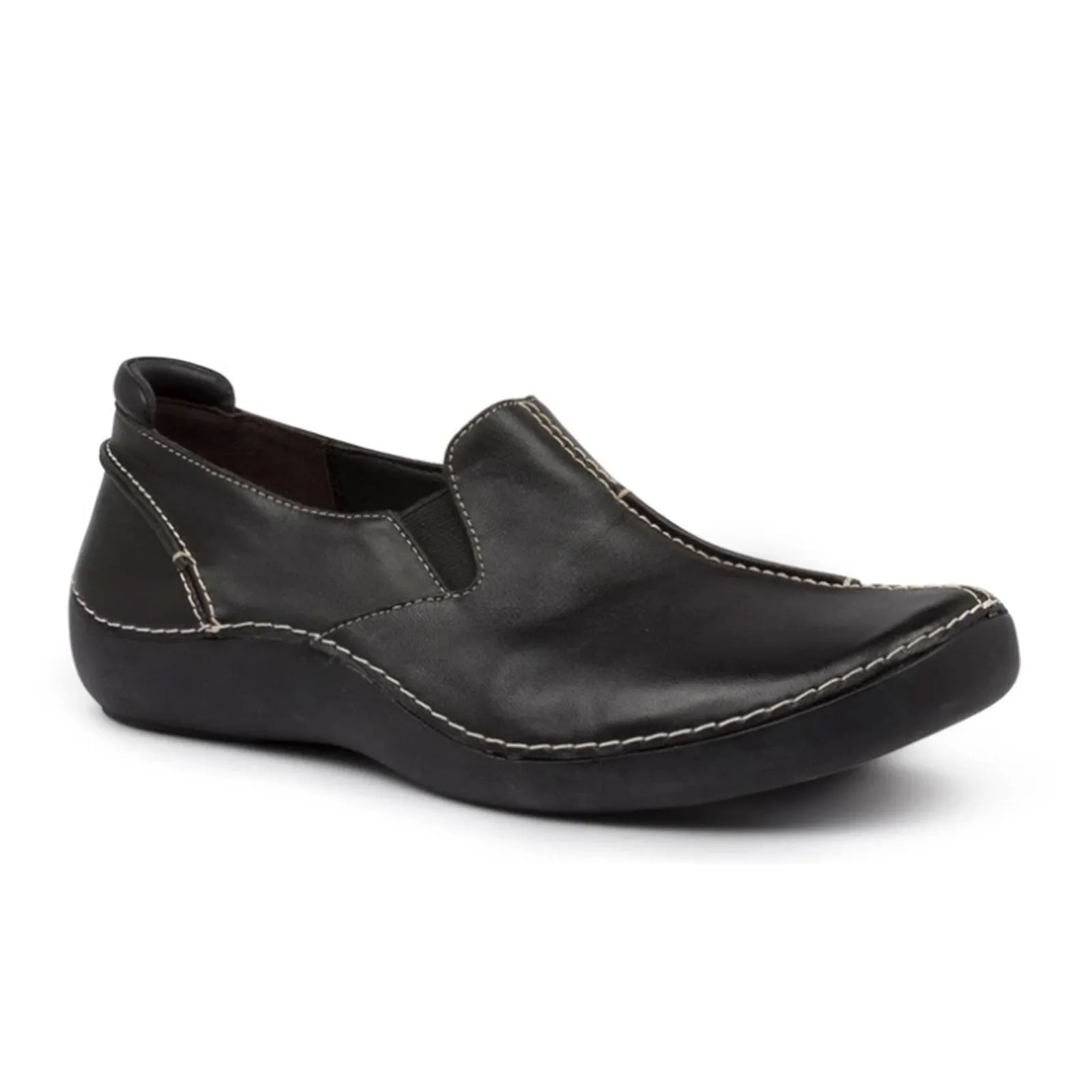 Ziera Luis Extra Wide Slip On (Women) - Black Leather